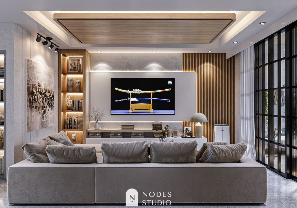 Backdrop TV minimalis Ruang Keluarga