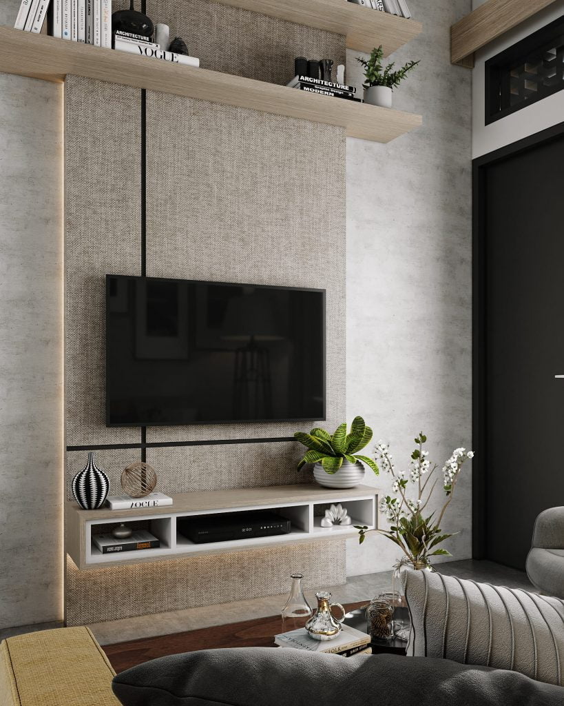 Backdrop TV minimalis ruang keluarga
