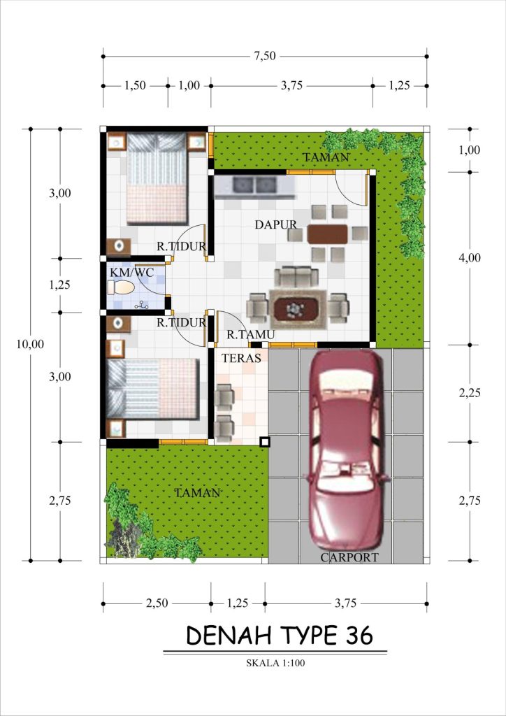 Desain Interior Rumah Type 36 dengan 2 Kamar Tidur
