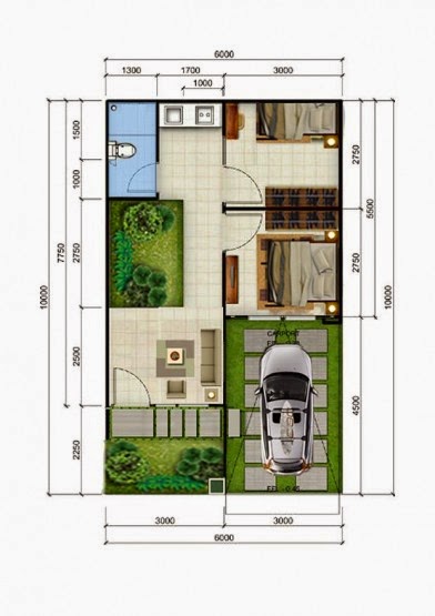 Desain Interior Rumah Type 36 dengan 2 Kamar Tidur