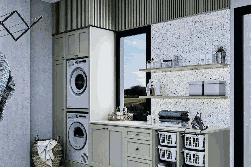 Farmhouse Transisional dengan Tekstur Ekspos