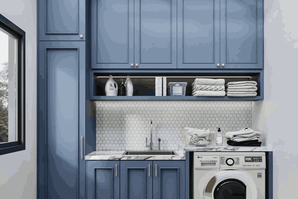 Transisional Mewah Beraksen Navy