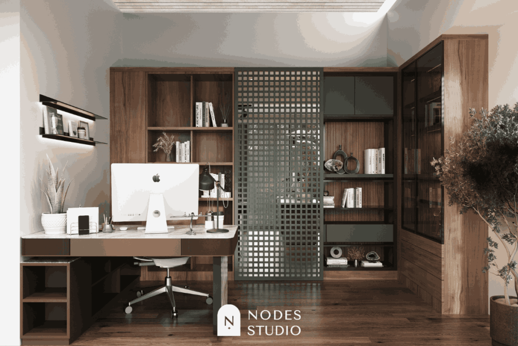 Mid-Century Modern dengan Aksen Earthy
