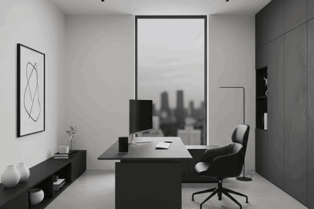 Ruang Kerja Monokrom Modern